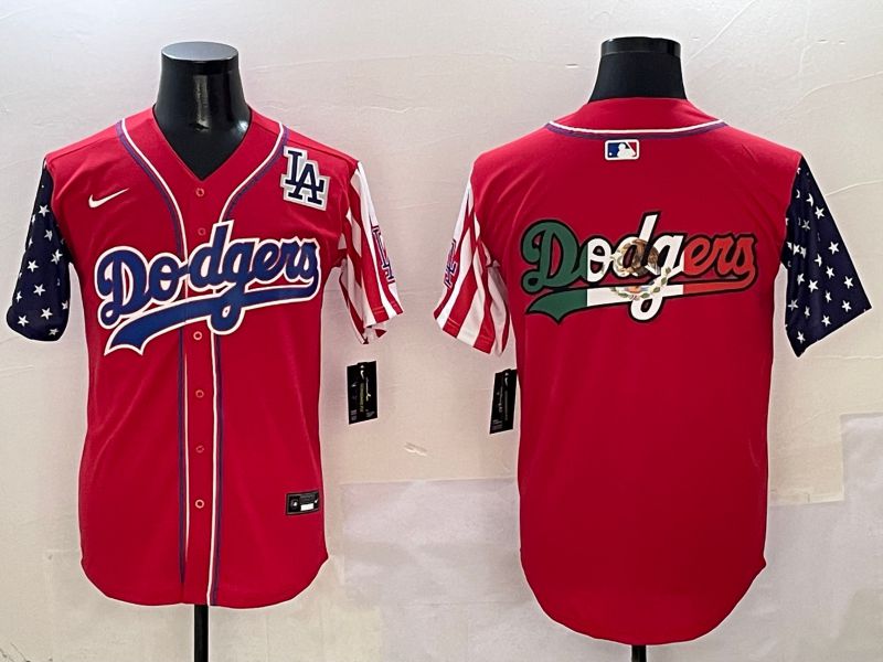 Men Los Angeles Dodgers Blank Red a generation of national flags Joint name 2025 Nike MLB Jersey style 15->los angeles dodgers->MLB Jersey